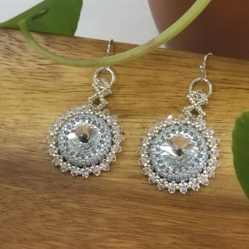 Austrian Hand Beaded Crystal Clear Wedding Earrings